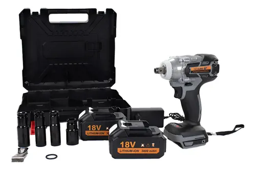 Chave Impacto Brushless 18v Maleta 2 Baterias 4 Soquetes Preto 127/220v 60hz