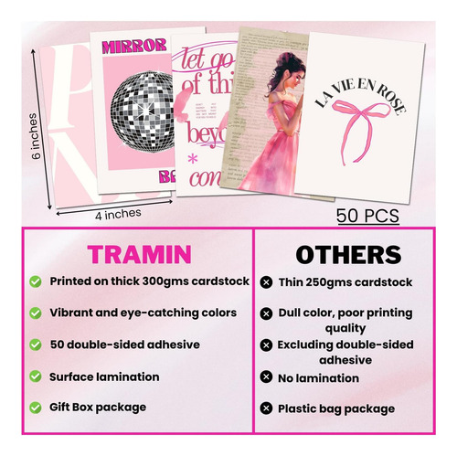 50 Unidades De Tinta Rosa Tranmin Para Colagem De Parede, Ki