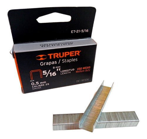 Grapas X3 5/16 Truper 8,0mm Para Et-19 Y Et-21 Tapizar 1000p