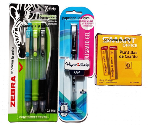 Kit De 3 Lapiceros Portaminas + Paquete De 10 Portaminas Color 2lapicero 0.5