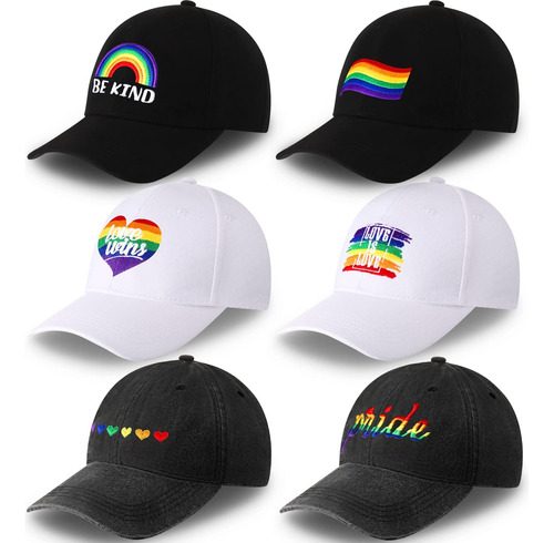 Xuhal 6 Uds Gorra De Béisbol Bordada Rainbow Pride Lgbt Gorr