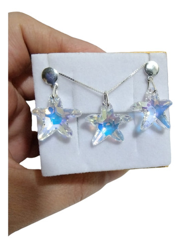 Conjunto Estrela Do Mar Cristal Swarovski  Boreal 1,6 Cm