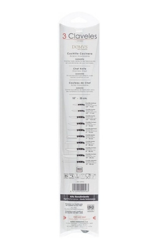 Imagen 3 de 4 de Cuchillo 3 Claveles Cocinero Domus De 25 Cm Cod 956