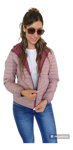 Campera Mujer Pluma Importada Reversible Abrigada 2 En 1