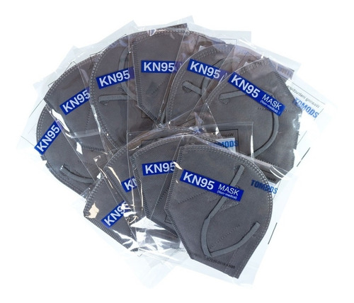 Cubrebocas Kn95 Tomods Mascarillas Certificados Caja 10 Pzs Color Gris Oscuro