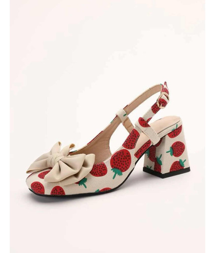 Zapatos Taco Mujer De Frutilla Talla 39 (25cms)