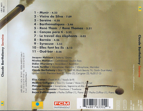 Cd Sereine (claude Barthélémy) Estándar
