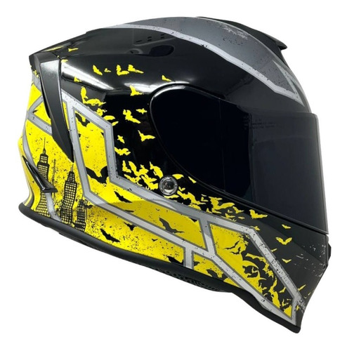 Casco Batman Moto Kov Kroon Dc Comics Certificado Dot Color Amarillo Tamaño del casco S (55-56 cm)