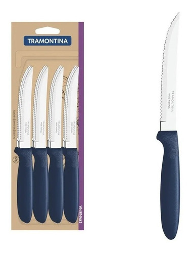 Cuchillo Tramontina Ipanema Acero Mango Plastico Azul X12