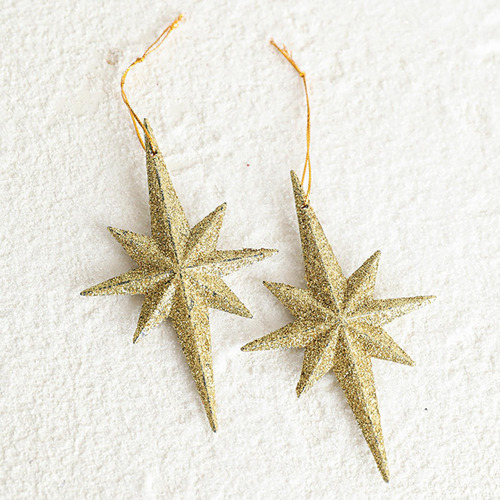 2 Colgantes De Estrellas Con Purpurina Para Navidad,
