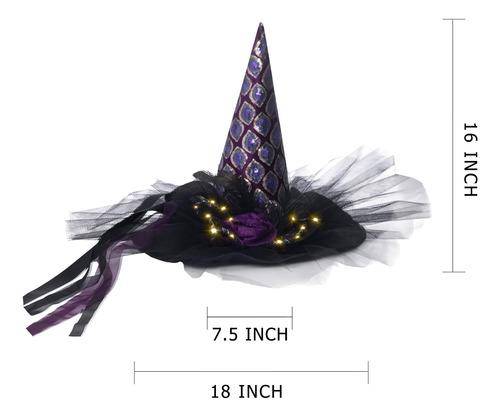 Witch Hat Qinying Purple Halloween Costume W/ Led Lights