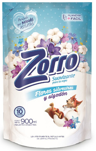 Suavizante Zorro Flores silvestres y algodón repuesto 900 ml