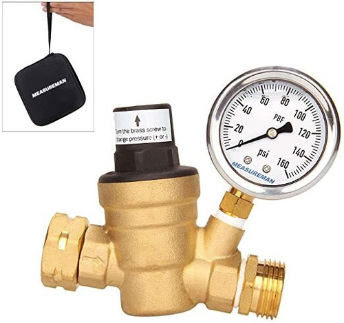 Measureman Adjustable Lead Free Brass Rv Pressure Regulator,