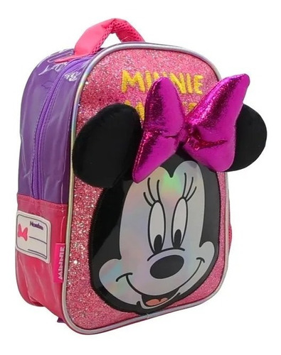 Mochila Espalda Minnie 12  Con Moño Y Brillo De Cresko 