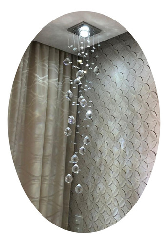 Pendente Cristal Legítimo P/ Cabeceira Lavabo + Led + Estrutura 70cm Led Quente 110v/220v