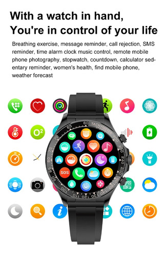 Reloj Smart Watch Para Hombre, Redondo, Negro, Elegante