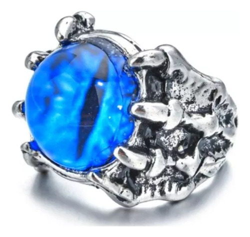 Anillo Ojo De Dragón Azul