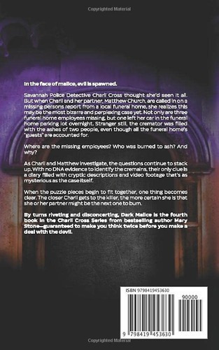 Dark Malice (charli Cross Mystery Series) - Stone,.., De Stone, Mary. Editorial Independently Published En Inglés