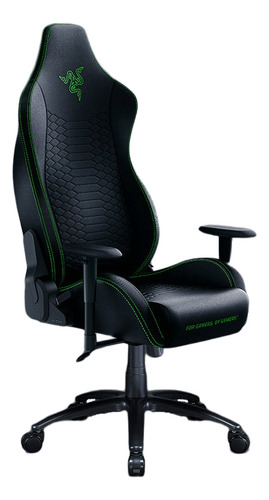 Silla de escritorio Razer Iskur X gamer ergonómica  negra y verde con tapizado de cuero sintético