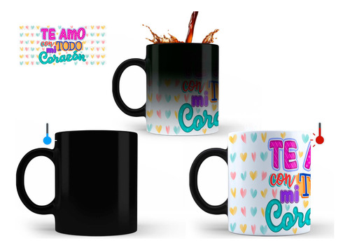 Taza Mágica, Frase Te Amo Con Todo Mi Corazón, 11oz, Pareja