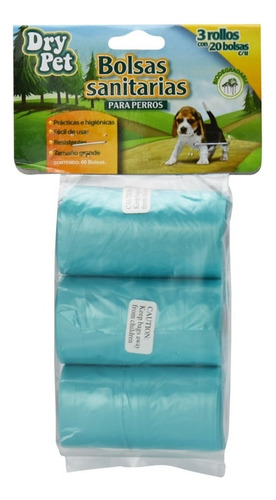  Bolsa Plastica P/recoger Desechos 3 Rollos Dry Pet (60 Pzs)