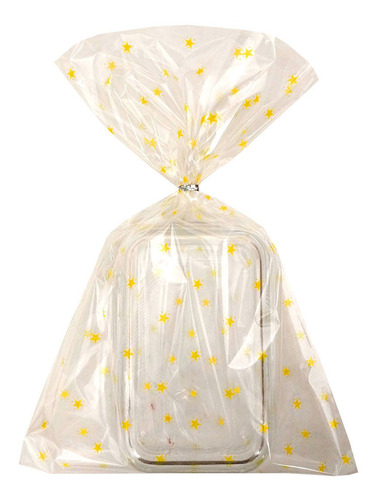 Saco De Presente Transparente Decorado 15x30 Com 50 Unidades