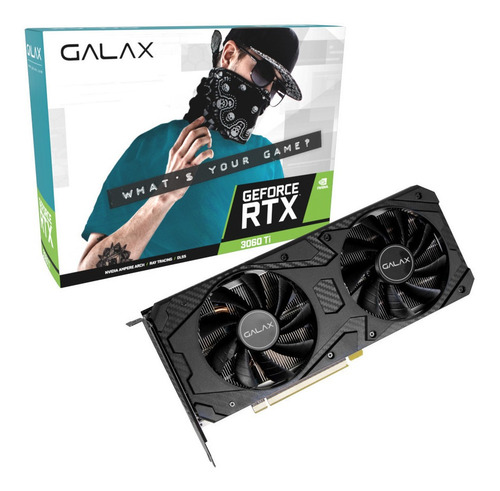 Imagem 1 de 9 de Placa De Vídeo Galax Geforce Rtx 3060 Ti 1-click Oc Lhr 8gb