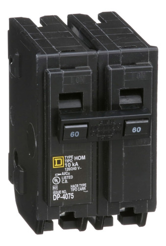 Interruptor De Circuito Enchufable 2 Polos 60 Amperios 12024