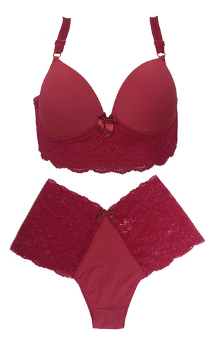 1 Conjunto Plus Size Calcinha E Sutiã Reforçado Até 54 Mf003