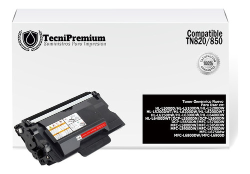 Toner Tn-820 Generico | Brothe L5850dw L6750dw L6900dw L6800