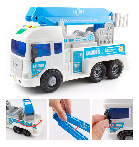 Camion Grua Elevacion Carrito Friccion Luz Y Sonido Juguete Color Multicolor
