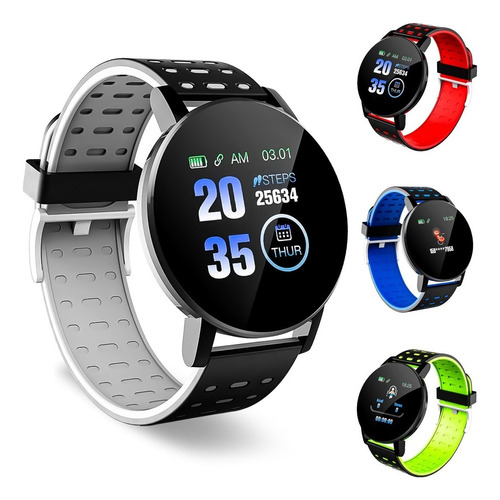 Reloj Inteligente Smart Watch 119 Plus Notificaciones Otec Color De La Malla Gris Color Del Bisel Negro