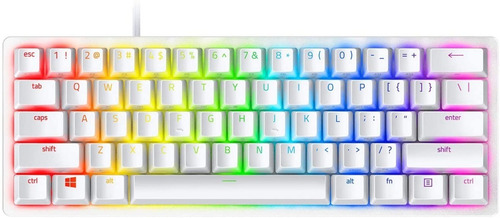 Teclado gamer inalámbrico Razer Huntsman Mini QWERTY Razer Purple inglés US color negro con luz RGB