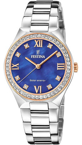 Reloj Festina F20658.2 Mujer Solar Energy Azul Color de la malla Plateado Color del bisel Strass