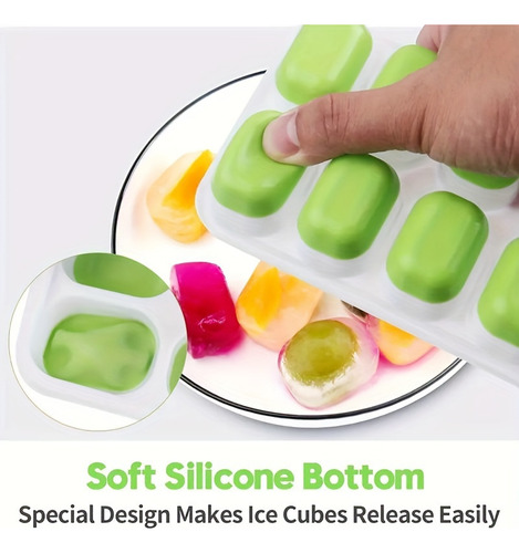 Juego De 4 Bandejas Para Cubitos De Hielo De Silicona Con