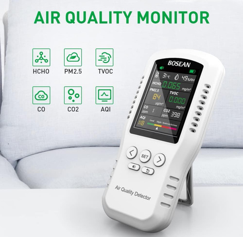 Monitor Calidad Aire Detector Gas Co Co2 Hcho Tvoc Pm2.5,°c