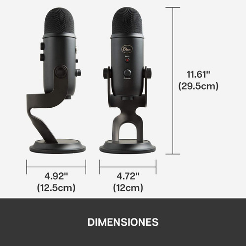 Imagen 3 de 10 de Microfono Blue Yeti Usb Blackout Condensador Profesional