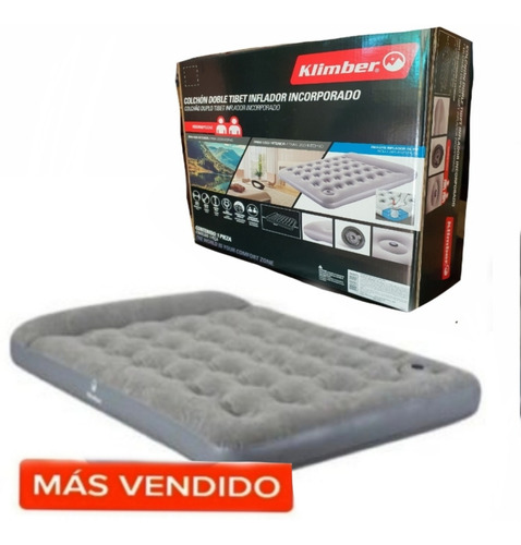 Imagen 1 de 9 de Colchon Inflable 2 Plazas Inflador De Pie
