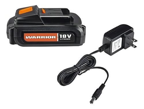 Batería De Taladro De Litio De 18v Con Cargador Warrior Color Negro