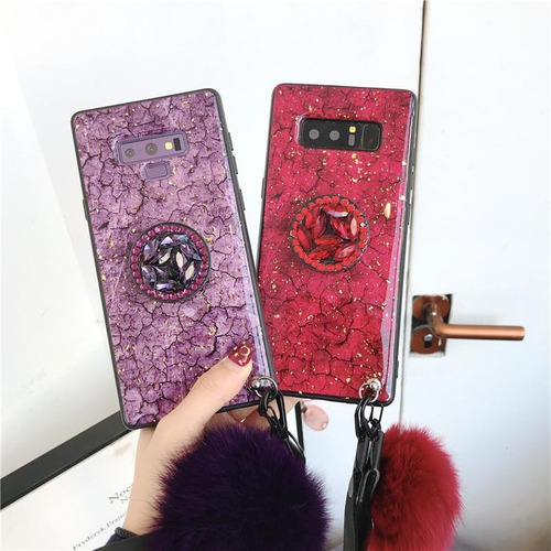 Imagen 9 de 10 de Funda Compatible Con Moto Marmol Pompon Correa Colgante Dama