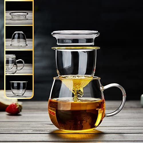 Taza De Té, 500 Ml/17 Oz, Taza De Té De Vidrio Con Infusor Y