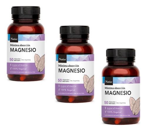 Citrato Magnesio Cápsulas Natier Vitamina X50 Apto Vegano X3