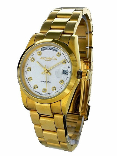Relógio Feminino Dourado Mzi Alemão Folheado Ouro 23k