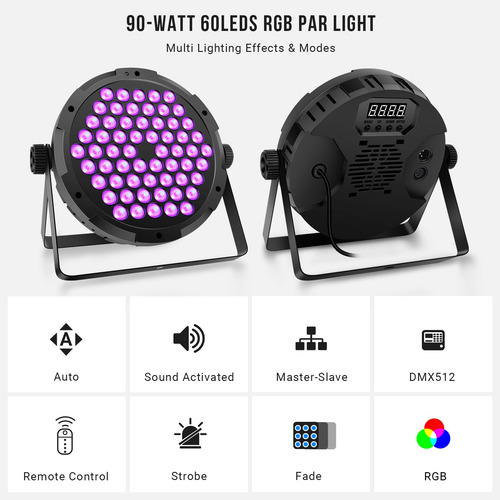 Luces Rgb Para Escenario Activadas Por Sonido Control Remoto