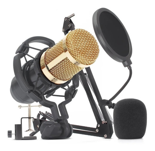 Imagem 3 de 3 de Microfone Knup KP-M0010 condensador cardióide preto/dourado