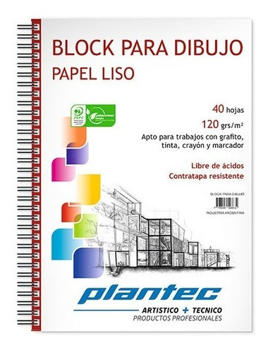 Block De Hojas Para Dibujo Plantec - Liso A5 Anillado
