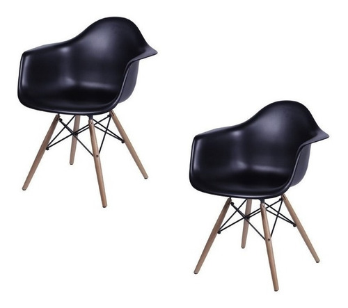 Cadeira de jantar BoxBit Eames con brazos, estrutura de cor  preto, 2 unidades