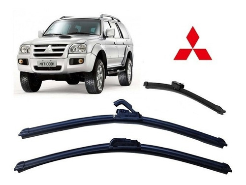 Kit 3 Palhetas Parabrisa Diant+tras Pajero Sport 2008...