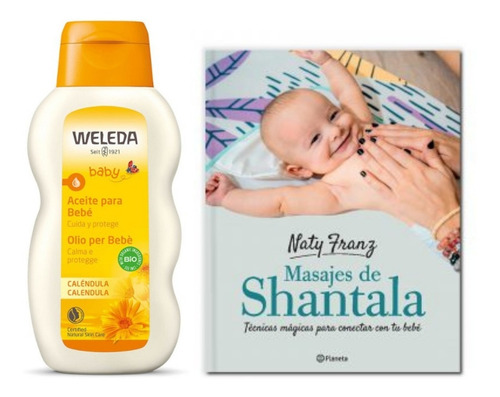 Imagen 1 de 8 de Aceite De Caléndula Weleda Bebé + Masajes De Shantala Libro