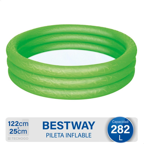 Imagen 2 de 8 de Pileta Inflable Redonda Verde Bestway 122cm X 25cm